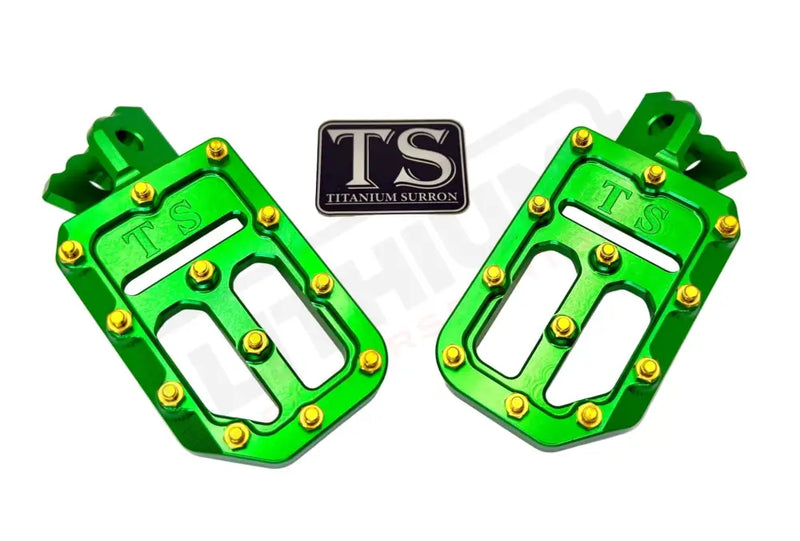 TS Custom Foot Pegs w/ Titanium Grips for Talaria and Altis - Green / Gold - Titanium Grip Footpegs