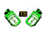 TS Custom Foot Pegs w/ Titanium Grips for Talaria and Altis - Green / Silver - Titanium Grip Footpegs