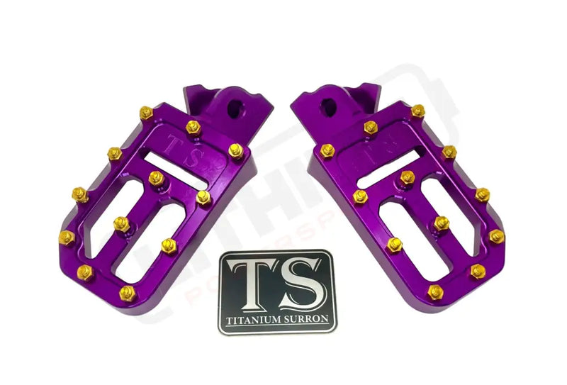 TS Custom Foot Pegs w/ Titanium Grips for Talaria and Altis - Purple / Gold - Titanium Grip Footpegs