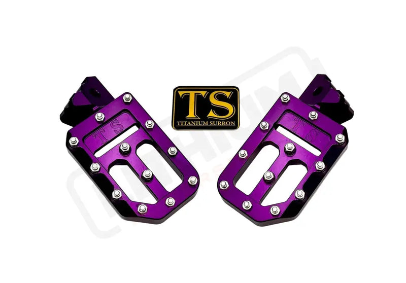TS Custom Foot Pegs w/ Titanium Grips for Talaria and Altis - Purple / Silver - Titanium Grip Footpegs