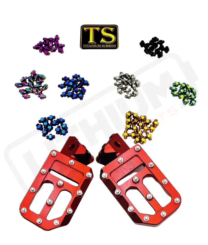 TS Custom Foot Pegs w/ Titanium Grips for Talaria and Altis - Red / Burnt Blue - Titanium Grip Footpegs