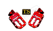 TS Custom Foot Pegs w/ Titanium Grips for Talaria and Altis - Red / Silver - Titanium Grip Footpegs