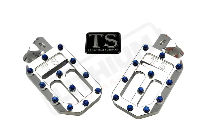 TS Custom Foot Pegs w/ Titanium Grips for Talaria and Altis - Silver / Black - Titanium Grip Footpegs