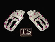 TS Custom Foot Pegs w/ Titanium Grips for Talaria and Altis - Silver / Purple - Titanium Grip Footpegs