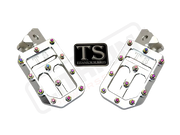 TS Custom Foot Pegs w/ Titanium Grips for Talaria and Altis - Silver / Rainbow - Titanium Grip Footpegs