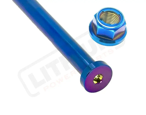 TS Surron LBX Titanium Rear Axle (Includes Nut) - Burnt Blue - Titanium Bolts