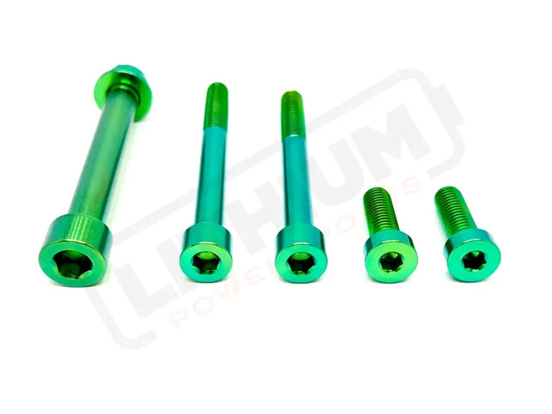 TS Talaria MX3 MX4 6 Piece Custom Motor / Gearbox Titanium Kit - Green - Titanium Bolts