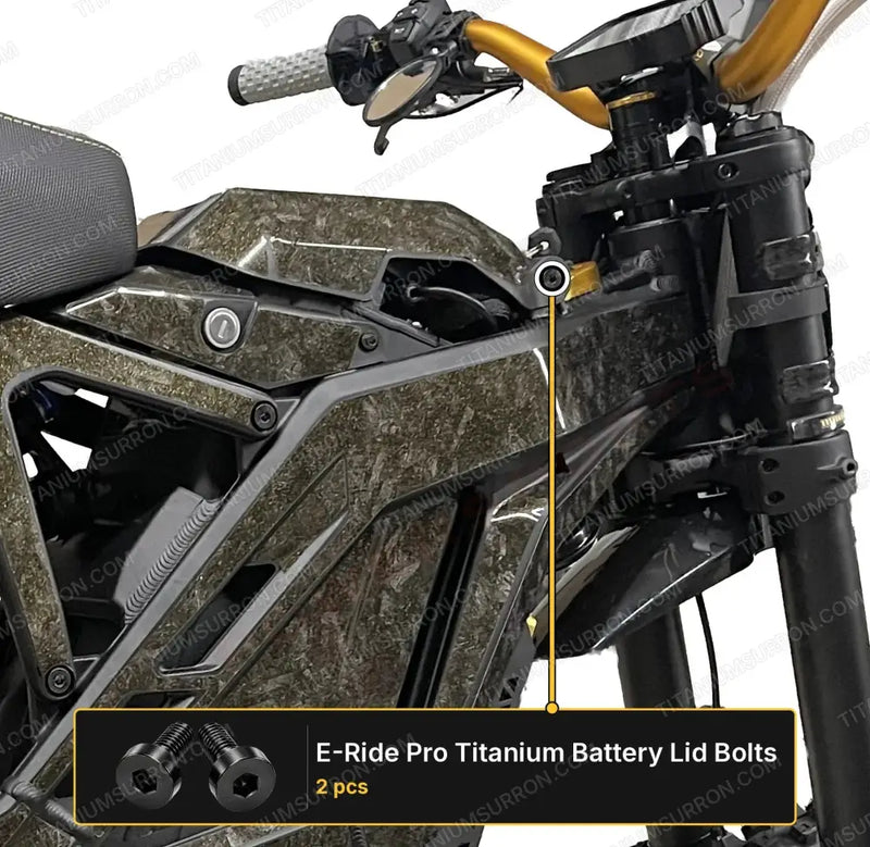 TS Titanium Battery Lid Bolts - E-Ride Pro - (Two Pcs) - Black - Titanium Bolts