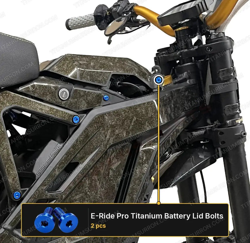 TS Titanium Battery Lid Bolts - E-Ride Pro - (Two Pcs) - Blue - Titanium Bolts