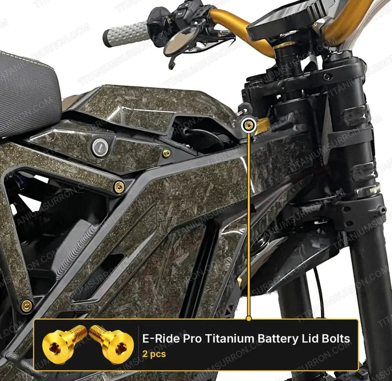 TS Titanium Battery Lid Bolts - E-Ride Pro - (Two Pcs) - Gold - Titanium Bolts