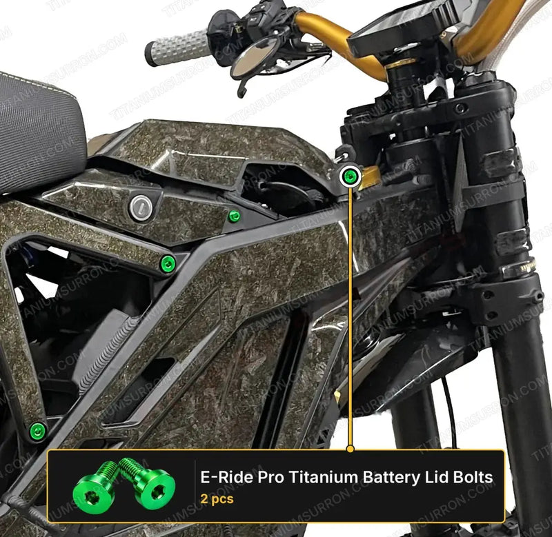 TS Titanium Battery Lid Bolts - E-Ride Pro - (Two Pcs) - Green - Titanium Bolts