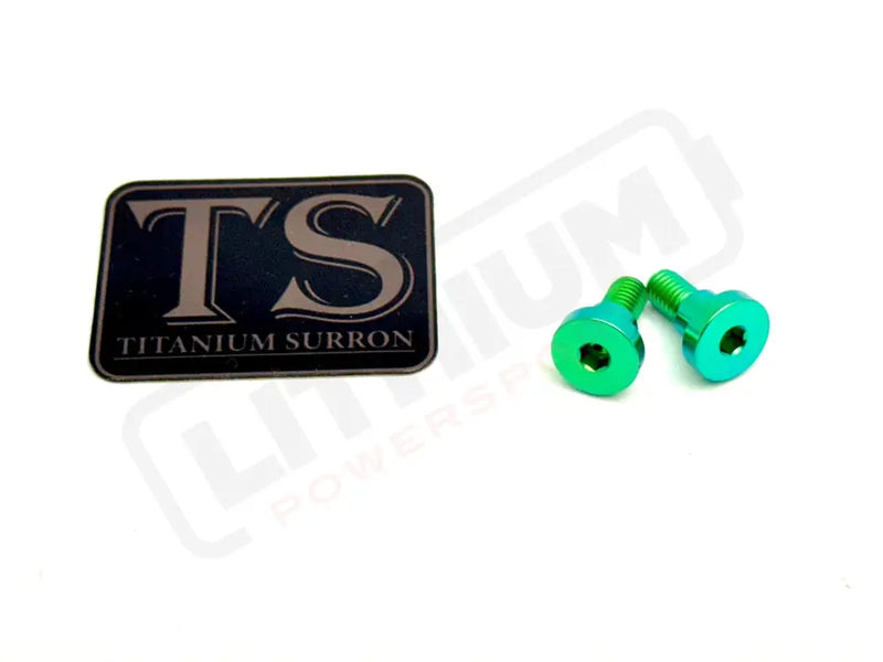 TS Titanium Battery Lid Bolts - E-Ride Pro - (Two Pcs) - Green - Titanium Bolts