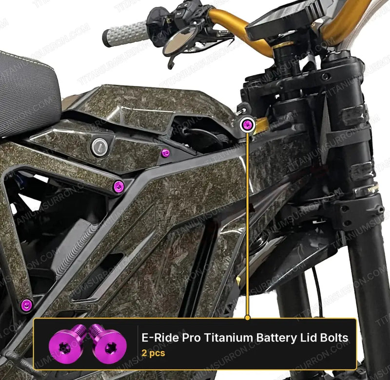 TS Titanium Battery Lid Bolts - E-Ride Pro - (Two Pcs) - Purple - Titanium Bolts
