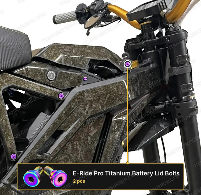 TS Titanium Battery Lid Bolts - E-Ride Pro - (Two Pcs) - Rainbow - Titanium Bolts