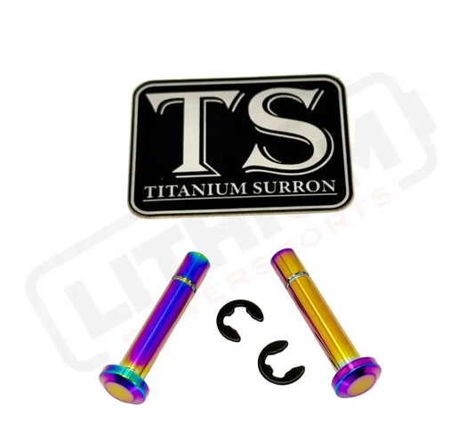 TS Titanium Battery Lid Pins - Surron LBX Segway X-260 - Rainbow - Titanium Bolts