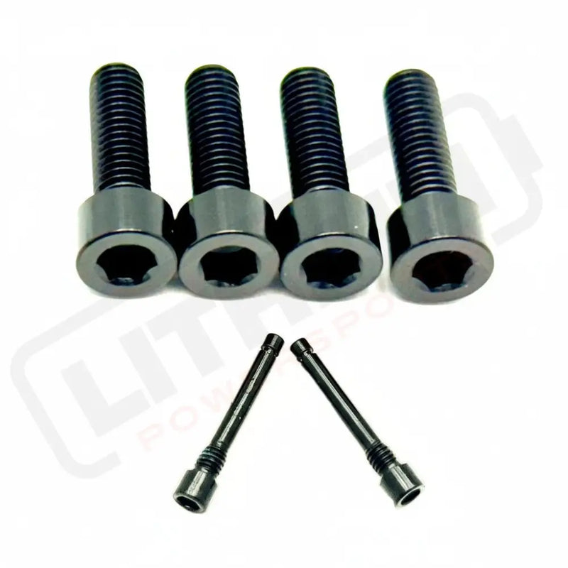 TS Titanium Caliper Bolt Kit (20mm Bolts) - Black / Caliper Set + Brake Pad Bolts (6 Pieces) - Titanium Bolts