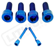 TS Titanium Caliper Bolt Kit (20mm Bolts) - Blue / Caliper Set + Brake Pad Bolts (6 Pieces) - Titanium Bolts