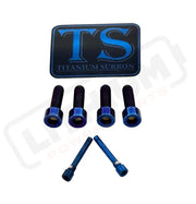TS Titanium Caliper Bolt Kit (20mm Bolts) - Burnt Blue / Caliper Set + Brake Pad Bolts (6 Pieces) - Titanium Bolts