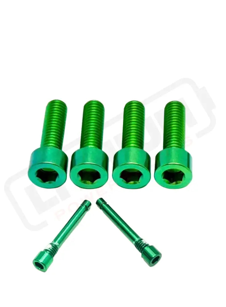 TS Titanium Caliper Bolt Kit (20mm Bolts) - Green / Caliper Set + Brake Pad Bolts (6 Pieces) - Titanium Bolts