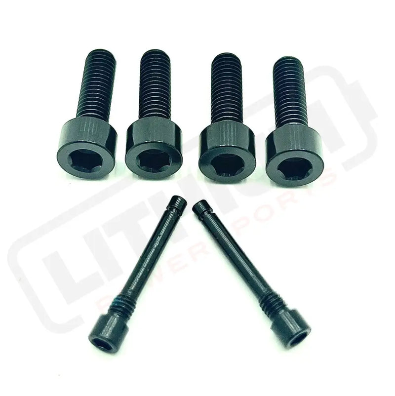 TS Titanium Caliper Bolt Kit (30mm bolts) - Black / Caliper + Brake Bolts (6 Pieces) - Titanium Bolts