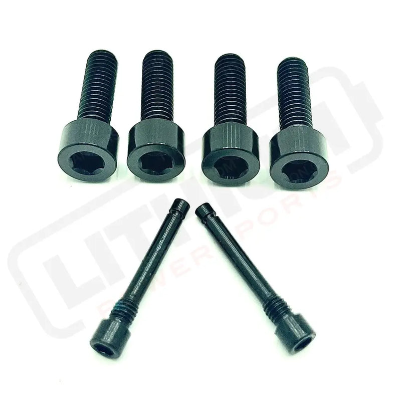 TS Titanium Caliper Bolt Kit (30mm bolts) - Black / Caliper + Brake Bolts (6 Pieces) - Titanium Hardware