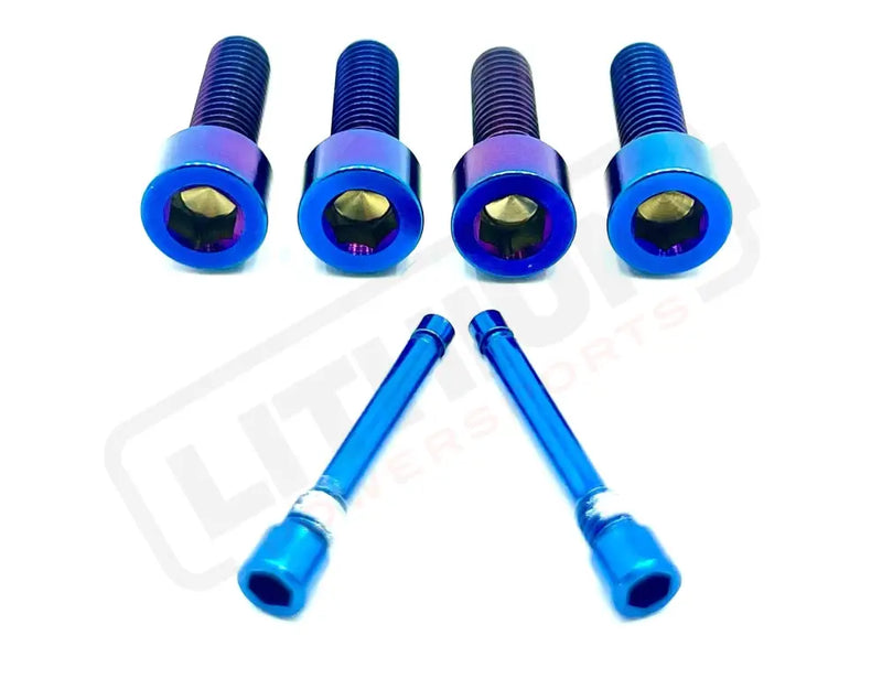 TS Titanium Caliper Bolt Kit (30mm bolts) - Burnt Blue / Caliper + Brake Bolts (6 Pieces) - Titanium Bolts