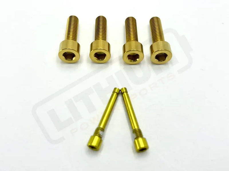 TS Titanium Caliper Bolt Kit (30mm bolts) - Gold / Caliper + Brake Bolts (6 Pieces) - Titanium Bolts