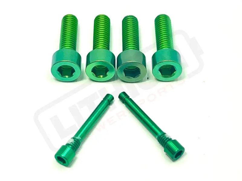 TS Titanium Caliper Bolt Kit (30mm bolts) - Green / Caliper + Brake Bolts (6 Pieces) - Titanium Hardware