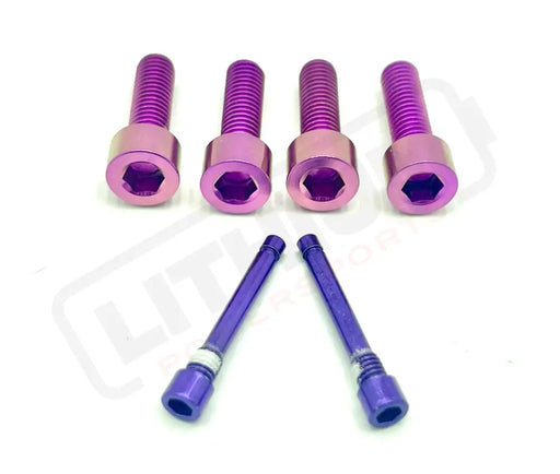 TS Titanium Caliper Bolt Kit (30mm bolts) - Purple / Caliper + Brake Bolts (6 Pieces) - Titanium Bolts