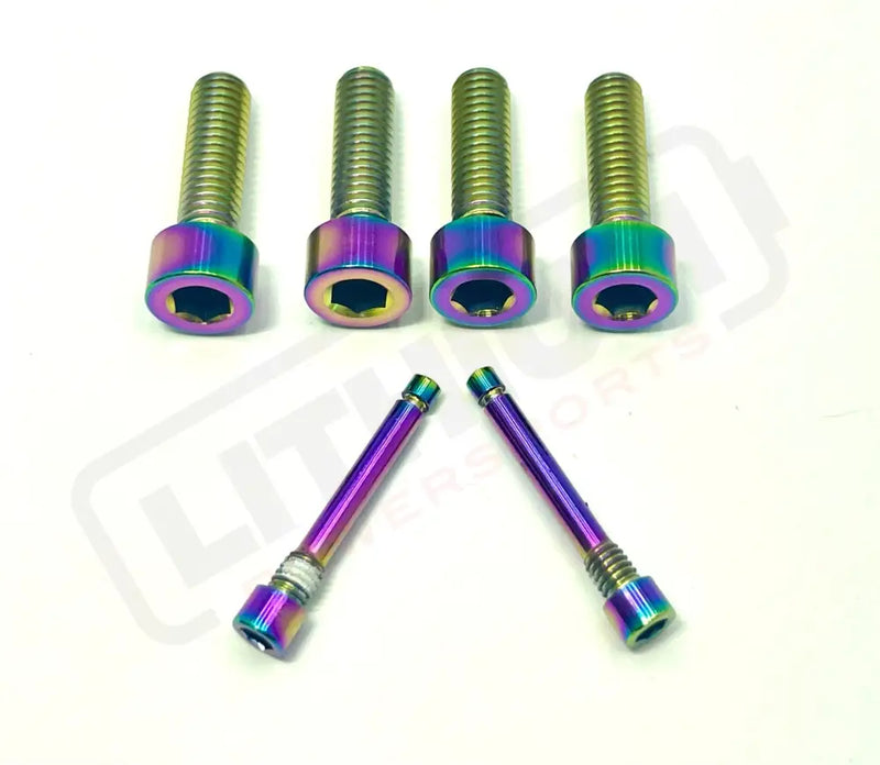 TS Titanium Caliper Bolt Kit (30mm bolts) - Rainbow / Caliper + Brake Bolts (6 Pieces) - Titanium Bolts