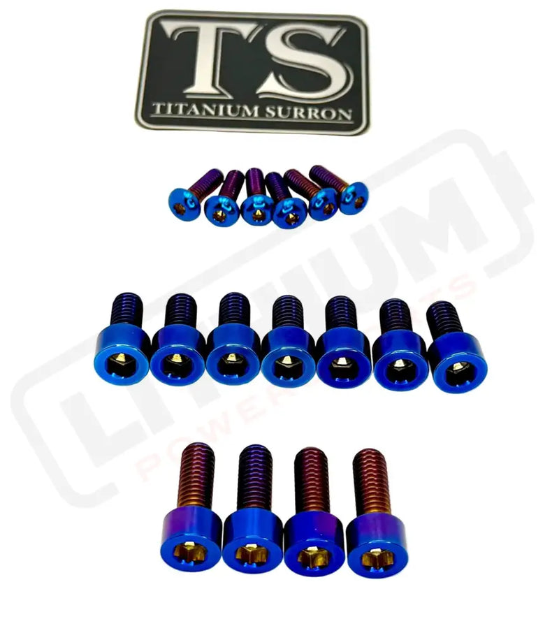 TS Titanium EXT Ferro Fork 11/17 Piece Bolt Kits - Burnt Blue / 17 Pieces (with fork-plastic bolts) - Titanium Hardware