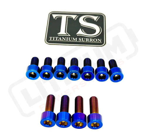 TS Titanium EXT Ferro Fork 11/17 Piece Bolt Kits - Burnt Blue / 11 Pieces (without fork-plastic bolts) - Titanium Bolts