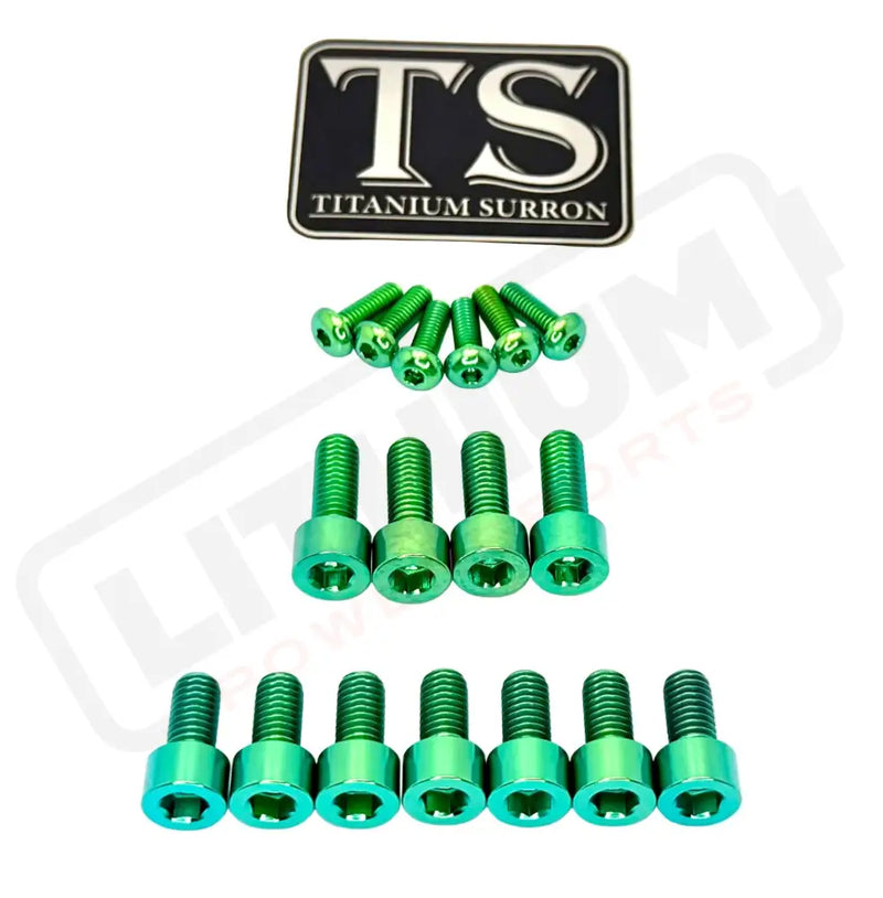 TS Titanium EXT Ferro Fork 11/17 Piece Bolt Kits - Green / 17 Pieces (with fork-plastic bolts) - Titanium Bolts
