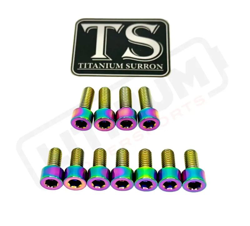 TS Titanium EXT Ferro Fork 11/17 Piece Bolt Kits - Rainbow / 11 Pieces (without fork-plastic bolts) - Titanium Bolts