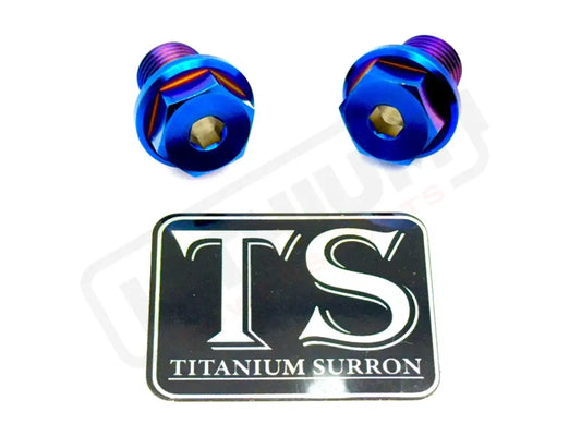 TS Titanium FastAce Fork Axle Bolts. ALX13RC (2.0) and AXH12RV (3.0) - Burnt Blue - Titanium Bolts