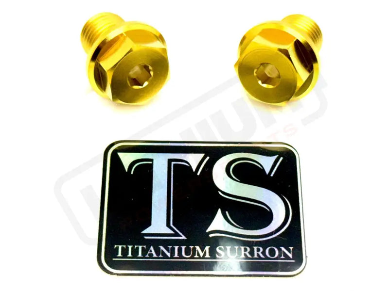 TS Titanium FastAce Fork Axle Bolts. ALX13RC (2.0) and AXH12RV (3.0) - Gold - Titanium Bolts