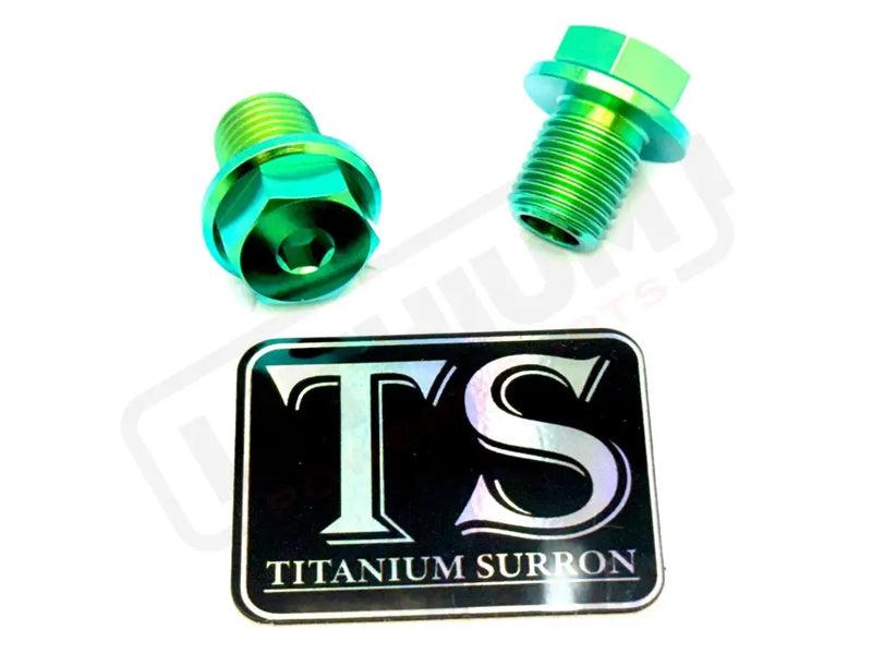 TS Titanium FastAce Fork Axle Bolts. ALX13RC (2.0) and AXH12RV (3.0) - Green - Titanium Bolts