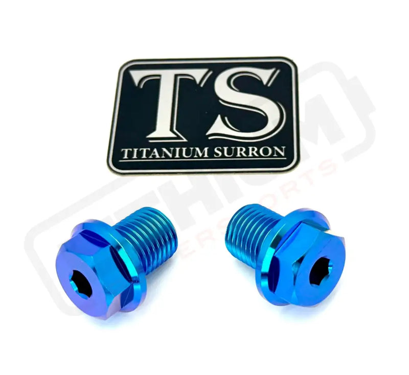 TS Titanium FastAce Fork Axle Bolts. ALX13RC (2.0) and AXH12RV (3.0) - Teal - Titanium Bolts