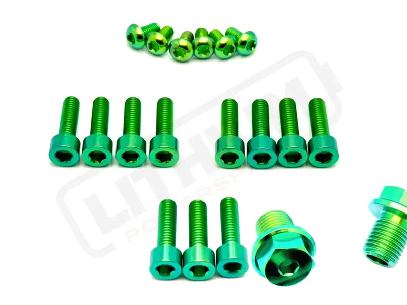 TS Titanium FastAce Fork Bolt Kits ALX13RC (2.0) and AHX12RV (3.0) - Green / ALX13RC (2.0) / With Axle-end Bolts