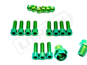 TS Titanium FastAce Fork Bolt Kits ALX13RC (2.0) and AHX12RV (3.0) - Green / ALX13RC (2.0) / With Axle-end Bolts