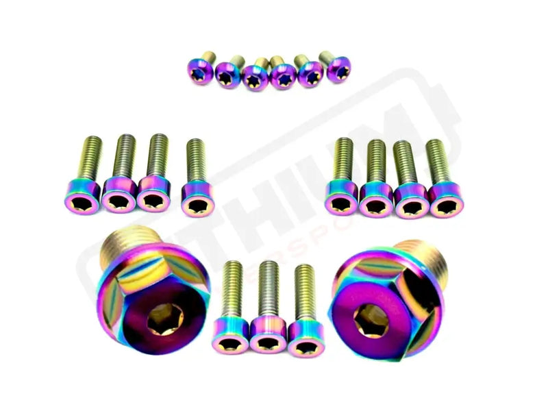 TS Titanium FastAce Fork Bolt Kits ALX13RC (2.0) and AHX12RV (3.0) - Rainbow / ALX13RC (2.0) / With Axle-end Bolts