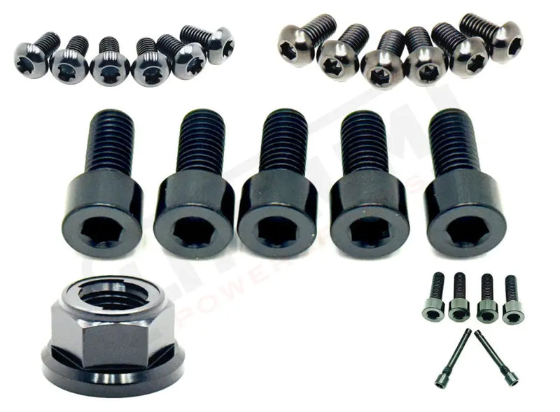 TS Titanium Front and Rear Wheel Bolt Kit - Black / 220mm rotors with spacer/ 30mm Bolts (MX4 - XXX) - Titanium Bolts
