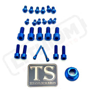TS Titanium Front and Rear Wheel Bolt Kit - Blue / 220mm rotors with spacer/ 30mm Bolts (MX4 - XXX) - Titanium Bolts