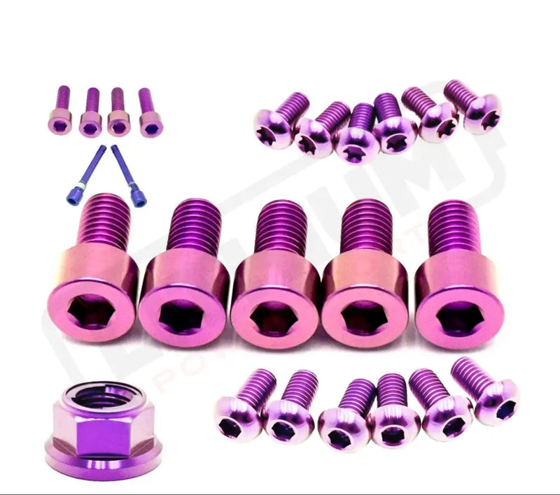 TS Titanium Front and Rear Wheel Bolt Kit - Purple / 220mm rotors with spacer/ 30mm Bolts (MX4 - XXX) - Titanium Bolts