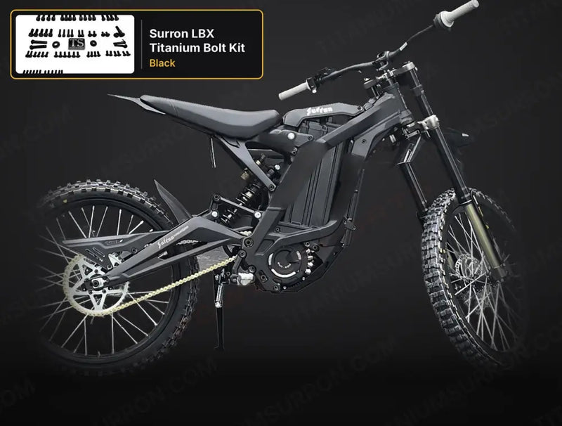 TS Titanium Full Body Kit - Surron LBX Segway X160 X260 - Black / 2024 & prior (6 M5 stem bolts) - Titanium Bolts
