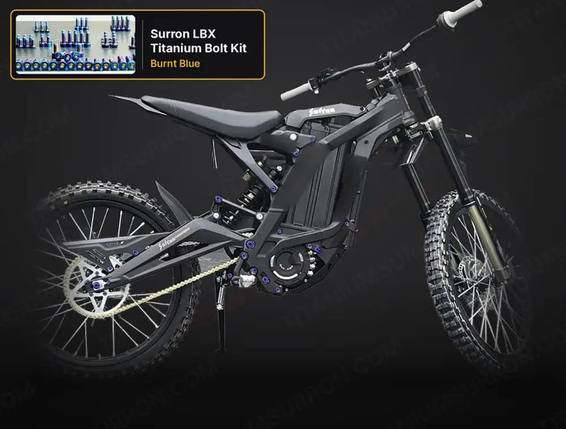 TS Titanium Full Body Kit - Surron LBX Segway X160 X260 - Burnt Blue / 2024 & prior (6 M5 stem bolts) - Titanium Bolts