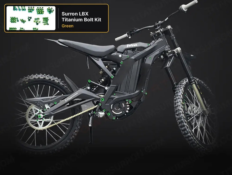 TS Titanium Full Body Kit - Surron LBX Segway X160 X260 - Green / 2024 & prior (6 M5 stem bolts) - Titanium Bolts