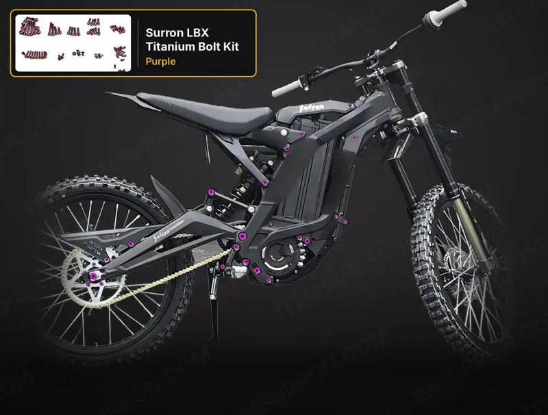 TS Titanium Full Body Kit - Surron LBX Segway X160 X260 - Purple / 2024 & prior (6 M5 stem bolts) - Titanium Bolts