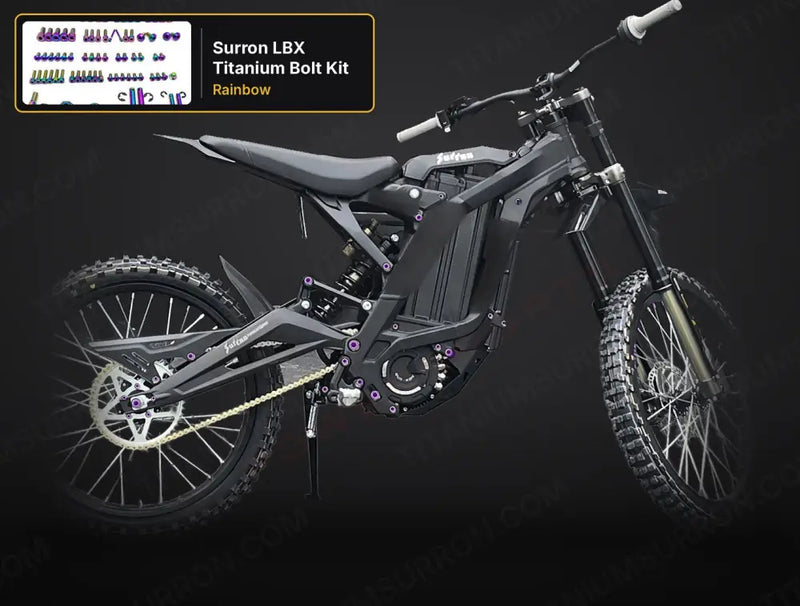 TS Titanium Full Body Kit - Surron LBX Segway X160 X260 - Rainbow / 2024 & prior (6 M5 stem bolts) - Titanium Bolts