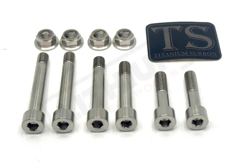 TS Ventus One Titanium Rear Suspension/ Linkage Bolt Kit Silver (raw) / With OEM Style Triangle Bolts (6 bolts)